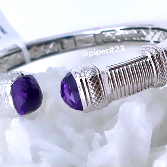 NWT Judith Ripka Cassandre Hinged Sterling Silver Cuff with Amethyst Gemstones - Picture 6 of 16